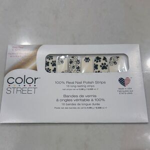 Color Street Cream Nail Strips with Black Paw Prints
